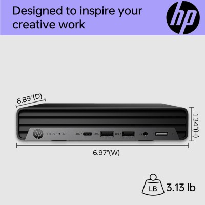 Комп'ютер персональний неттоп HP Pro 400-G9 Mini, Intel i3-13100T, 8GB, F512GB, UMA, WiFi, кл+м, 3р, Win11P