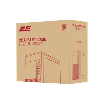 Корпус 2E Alfa E190-3U без БЖ 2xUSB3.0, 1xUSB2.0, VGA 320мм, ATX, чорний (2E-E190-3U)