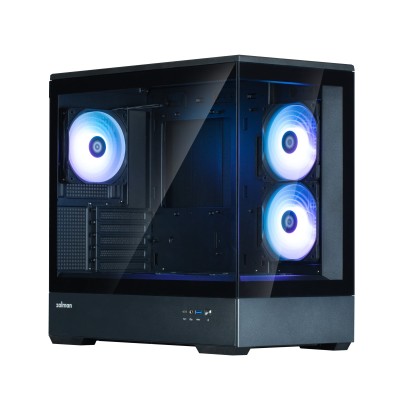 Корпус Zalman P30 Black V2, без БЖ, 1xUSB3.0, 1хUSB Type-C, 3x120мм ARGB, TG Front/Side Panel, mATX, чорний (P30BLACKV2)