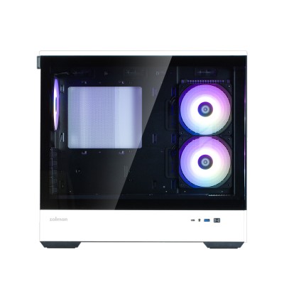 Корпус Zalman P30 без БЖ, 1xUSB3.0, 1xUSBType-C, 3x120мм ARGB, VGA 420мм, LCS ready, TG Side Panel, mATX, чорний/білий (P30BW)
