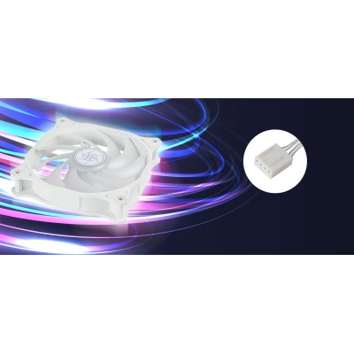 Корпусний вентилятор SilverStone Air Blazer 120RW-ARGB, 120мм, 600-2200rpm, 4pin PWM, 3pin +5VARGB, 7.4-35.6dBa, білий