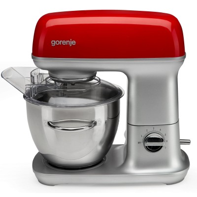 Кухонна машина Gorenje 1000Вт, чаша-метал, корпус-метал, насадок-7, сріблясто-червоний (MMC1000RLR)