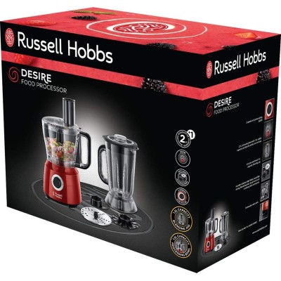 Кухонна машина Russell Hobbs Desire 600Вт, чаша-пластик, корпус-пластик, насадок-9, червоний (24730-56)