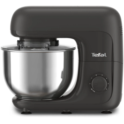 Кухонна машина Tefal Bake Essential 800Вт, чаша-метал, корпус-метал/пластик, насадок-4, чорний (QB161H38)
