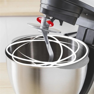 Кухонна машина Tefal Bake Essential 800Вт, чаша-метал, корпус-метал/пластик, насадок-4, чорний (QB161H38)