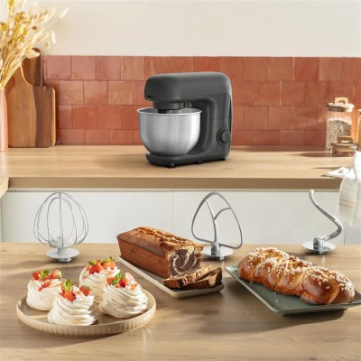 Кухонна машина Tefal Bake Essential 800Вт, чаша-метал, корпус-метал/пластик, насадок-4, чорний (QB161H38)
