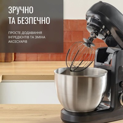 Кухонна машина Tefal Bake Partner 1100Вт, чаша-метал, корпус-пластик, насадок-8, чорний (QB525838)