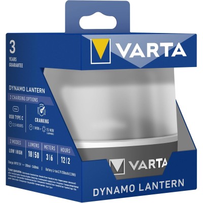 Ліхтар VARTA з гібридною системою заряджання дінамо/USB, три режими освітлення, червоне світло (17670101111)