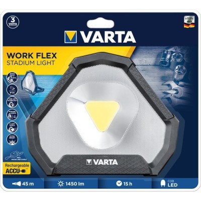 Ліхтар VARTA Інспекційний Work Flex Stadium, IP54, до 1450 люмен, до 45 метрів, 3 режими, передзаряджаємий ліхтар, Micro-USB (18