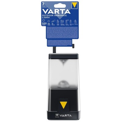 Ліхтар VARTA Кемпінговий Ambiance L30RH з гібридною системою живлення акумулятор/батарейки, IP54, до 500 люмен, до 370 годин роб
