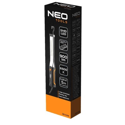 Ліхтар інспекційний Neo Tools, 220В, 900лм, 10Вт, кабель 5м, гачок 360°, IK08 стійкість до удару, IP44 (99-044)
