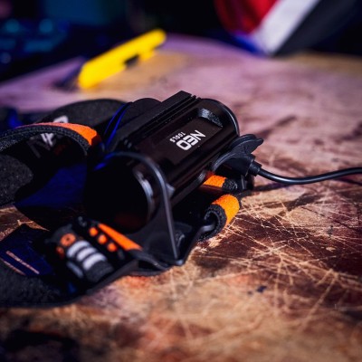 Ліхтар налобний акумуляторний Neo Tools, 2000мА•год, 1000лм, 10Вт, 6 функцій освітлення +червоне та блакитне світло, IP20 (99-02