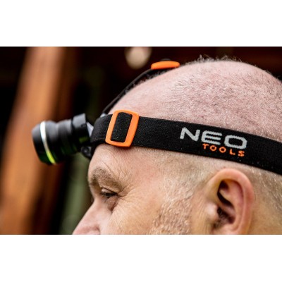 Ліхтар налобний на батарейках Neo Tools, AAAх3, 400лм, 5Вт, 3 функції освітлення, зум (99-200)