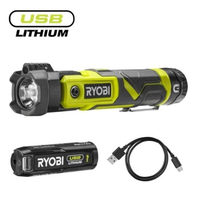 Ліхтар ручний акумуляторний Ryobi USB Lithium RLP4-120G, 4В, 2А·год, 640лм, 3 функції освітлення, поворотна головка, магніт (513