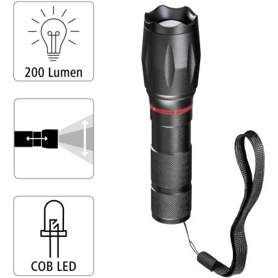 Ліхтар ручний на батарейках Hama SOLID PRO, AAAx3, 200лм, 5Вт, LED, чорний (00185808)