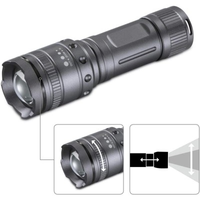 Ліхтар ручний на батарейках Hama Ultra Pro LED Torch, AAAx4, 1000лм, 10Вт, LED, 4 функції освітлення, чорний (00185801)