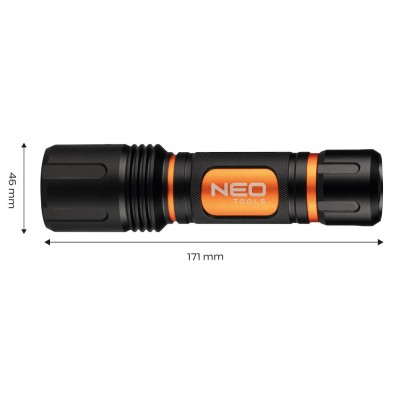 Ліхтар ручний на батарейках Neo Tools, AAх6, 1500лм, 20Вт, 3 функції освітлення, алюмінієвий, IPX4 (99-036)