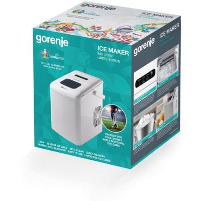 Льодогенератор побутовий Gorenje, 12кг/добу, 1.8л, дисплей, білий (IMD1200W)