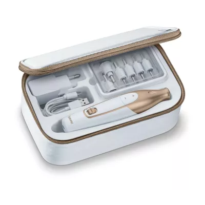 Манікюрний набір Beurer, аккумул., насадок-10, з підсвіткою, біло-золотий (MP_64)