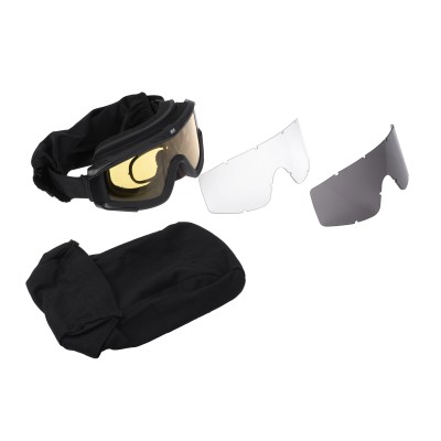 Маска тактична, захисна 2E Hawk WS Black Anti-fog, 3-х шаровий ущільнювач, сумка, 3 лінзи