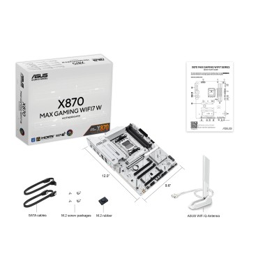 Материнcька плата ASUS X870 MAX GAMING WIFI7 W sAM5 X870 4xDDR5 M.2 HDMI USB Type-C WiFi BT ATX білий (90MB1LZ0-M0EAY0)