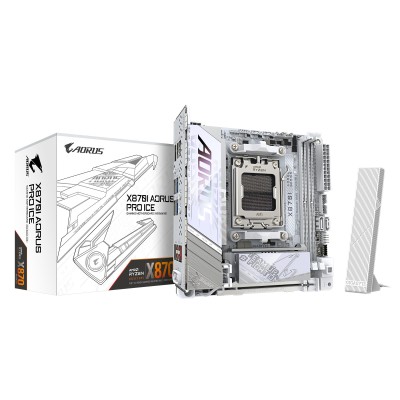 Материнська плата GIGABYTE X870I AORUS PRO ICE sAM5 X870I AORUS PRO ICE 2xDDR5 M.2 Wi-Fi BT HDMI Type-C ATX (X870I_AORUS_PRO_ICE