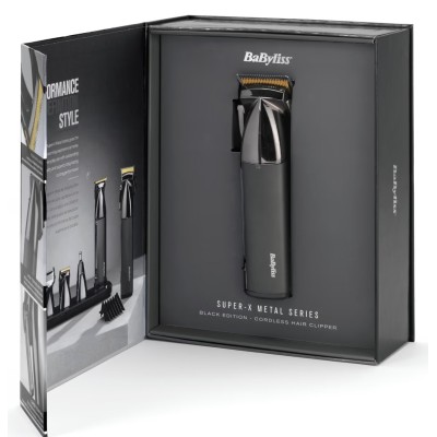 Машинка для стриження Babyliss Super-X Metal Series, акум., насадок-12, сталь з графітовим покриттям, чорно-сріблястий (E991E)