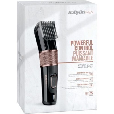Машинка для стриження Babyliss, мережа+акум., вібраційний мотор, насадок-1, сталь, чорно-коричневий (E974E)