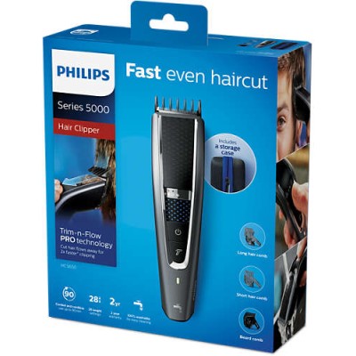 Машинка для стриження Philips Series 5000, акум., роторний мотор, насадок-2, кейс, сталь, чорно-сірий (HC5650/15)