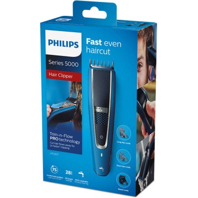 Машинка для стриження Philips Series 5000, акум., роторний мотор, насадок-3, сталь, чорно-синій (HC5612/15)