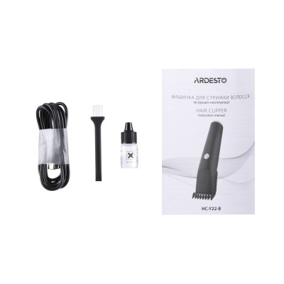 Машинка для стрижки Ardesto HC-Y22-B, мережа+акум., насадок-1, сталь+кераміка, чорний