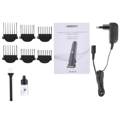 Машинка для стрижки Ardesto HC-Y32-B, мережа+акум., насадок-6, сталь+кераміка, чорний