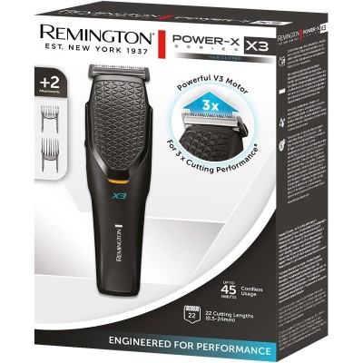 Машинка для стрижки Remington Power X Series X3, мережа+акум., насадок-2, сталь, чорний (HC3000)