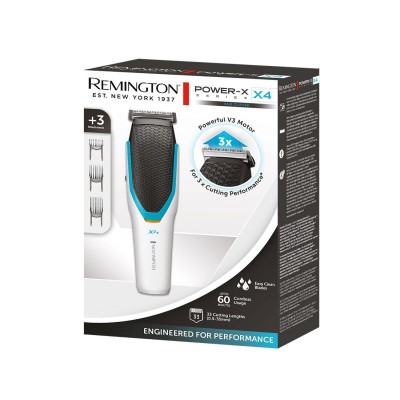 Машинка для стрижки Remington Power X Series X4, мережа+акум., насадок-3, сталь, біло-чорний (HC4000)