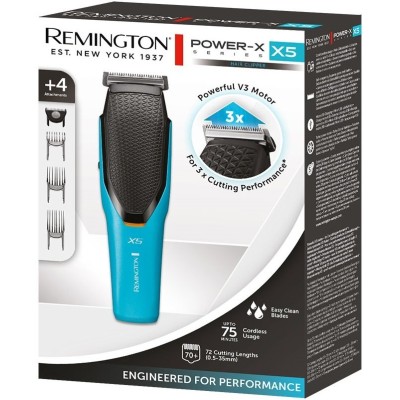 Машинка для стрижки Remington Power X Series X5, мережа+акум., роторний мотор, насадок-4, сталь, чорно-бірюзовий (HC5000)