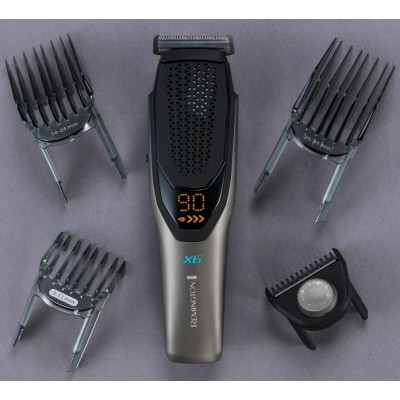 Машинка для стрижки Remington Power X Series X6, мережа+акум., насадок-4, сталь, чорно-сірий (HC6000)