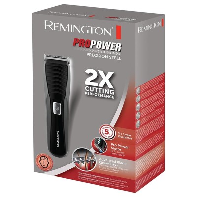 Машинка для стрижки Remington Pro Power Precision Steel, мережа+акум., роторний мотор, насадок-2, сталь, чорний (HC7110)