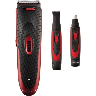 Машинка для стрижки Remington The Works, ААх2 в комплекті, насадок-2, для носа та вух, сталь, чорно-червоний (HC905)