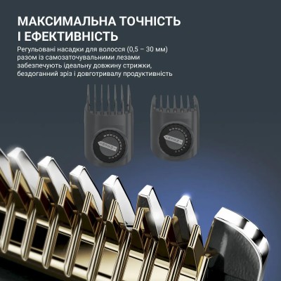 Машинка для стрижки Rowenta Advancer, для бороди, вусів, голови, мережа+акум., роторний мотор, насадок-2, кейс, титан.напил., те