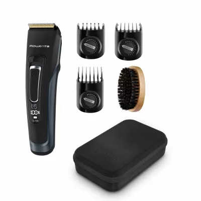 Машинка для стрижки Rowenta Advancer, для бороди, вусів, голови, мережа+акум., роторний мотор, насадок-3, кейс, титан.напил., те