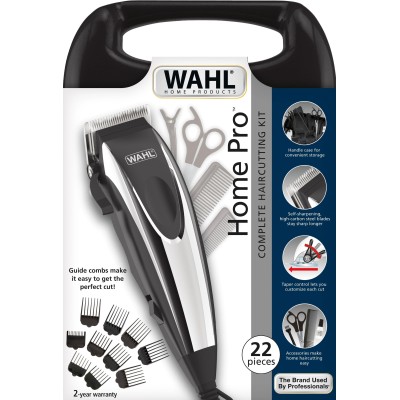 Машинка для стрижки WAHL HomePro Complete Kit, від мережі, вібраційний мотор, насадок-8, кейс,акс. компл, сталь, чорно-сріблясти