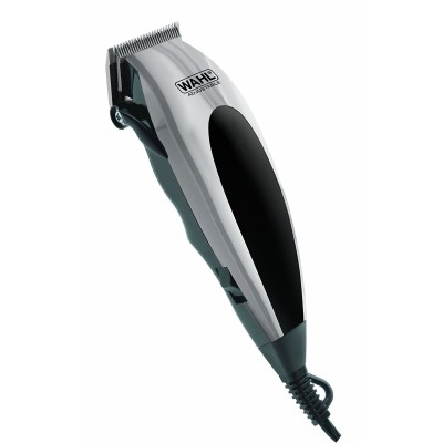 Машинка для стрижки WAHL HomePro, від мережі, вібраційний мотор, насадок-8, кейс,ножиці, гребінець в компл, сталь, чорно-срібляс