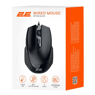 Миша 2E MF180, USB-A, чорний (2E-MF180UB)