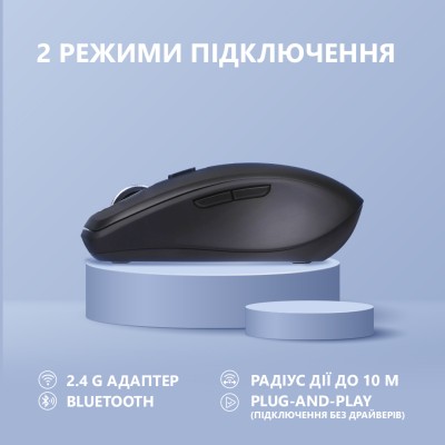 Миша 2E MF225 Silent, WL/BT, чорний (2E-MF225WBK)
