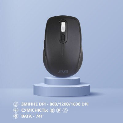 Миша 2E MF225 Silent, WL/BT, чорний (2E-MF225WBK)