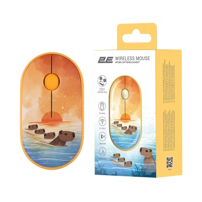 Миша 2E MF300 CAPYBARA:SUNSET Silent WL BT, жовтий (2E-MF300WCAPIBARAYW)