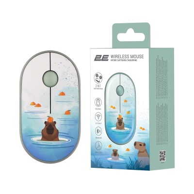 Миша 2E MF300 CAPYBARA:TANGERINE Silent WL BT, зелений (2E-MF300WCAPIBARAGN)