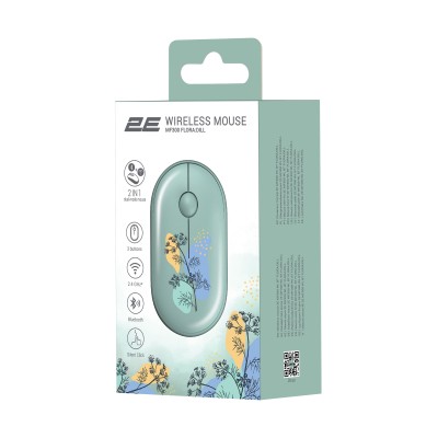 Миша 2E MF300 FLORA:DILL Silent WL BT, зелений (2E-MF300WFLORAGN)