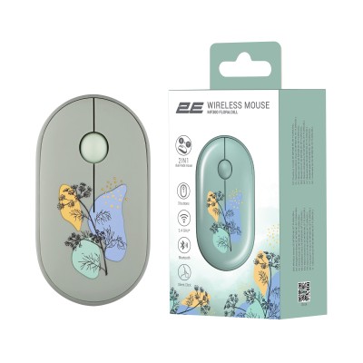 Миша 2E MF300 FLORA:DILL Silent WL BT, зелений (2E-MF300WFLORAGN)
