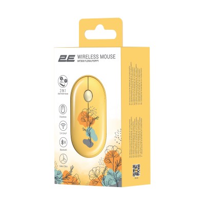 Миша 2E MF300 FLORA:POPPY Silent WL BT, жовтий (2E-MF300WFLORAYW)